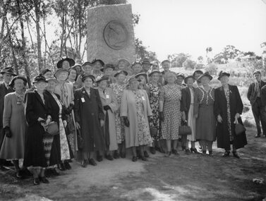 Photograph, Stawell Progress Association members at the opening of the Gold Memorial monument 1954