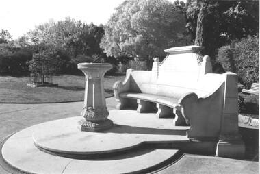 Photograph, Close up view of the Memorial Seat & Sundial at Central Park Stawell