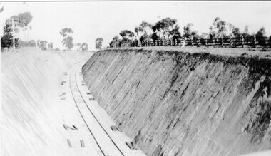 Photograph, Railway Cutting 1930's looking South -- running parallel to Napier Street