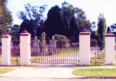Photograph, Stawell Cemetery Gates -- Closed -- Coloured
