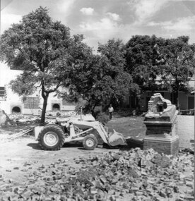 Photograph, Stawell Technical School clean up after the Chimney coming down