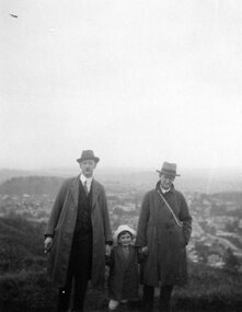 Photograph, Mr R.M. Telford & Mr W.W. Telford A.R. (son of R.M.) on top of Mt Eden Auckland NZ 1925
