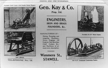 Newspaper, Geo Kay & Co Foundry in Wimmera Street -- Newspaper Advertisement