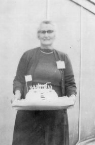 Photograph, Mrs Jean Chaponnel nee Morgan with Cake and candles