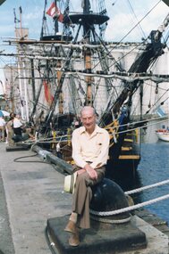 Photograph, Mr Alf Hunt with the Bounty at Portland 1988 -- Coloured