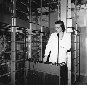 Photograph, Stawell Automatic Telephone Exchange Opening with Mr Terry Arnold of Ararat 1965