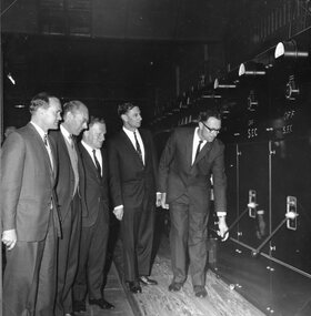 Photograph, Switching ON of the S.E.C. power supply for Stawell Sept 1968