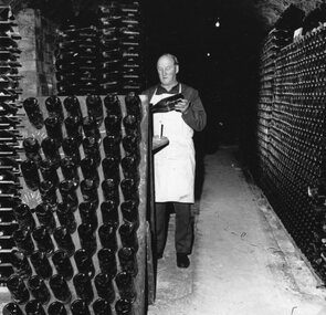 Photograph, Seppelts Cellars in Great Western with Mr Harold Carr