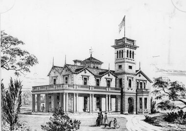Drawing, "Woodlands" Homestead on Wimmera River near Crowlands -- Drawing
