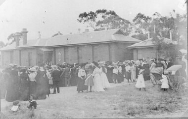 Photograph, Pleasant Creek -- Stawell Hospital residents gathered for Official Opening of the Syme Ward