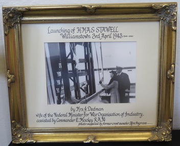 Photograph, H.M.A.S. Stawell's Launching at Williamstown -- 1943