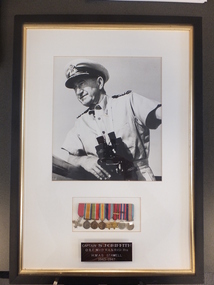 Photograph, H.M.A.S. Stawell's Capt S.J. Griffith -- Portrait -- Framed with Replica Medals
