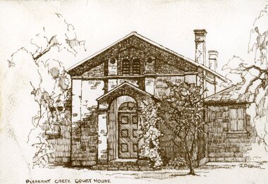 Drawing - Sketch, Pleasant Creek Courthouse Longfield Street Stawell
