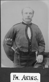 Photograph, Stawell Fire Brigade's Fireman Akins 1885 -- Studio Portrait