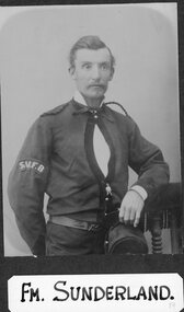Photograph, Stawell Fire Brigade's Fireman Sunderland 1885 -- Studio Portrait