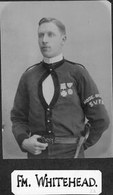 Photograph, Stawell Fire Brigade's Fireman Whitehead 1885 -- Studio Portrait