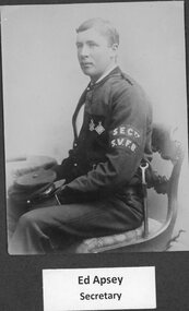 Photograph, Stawell Fire Brigade's Fireman & Secretary Ed Apsley 1893 -- Studio Portrait