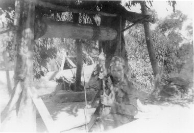 Photograph, Man about to descend a mine shaft at Mr Randle's Mining Scene
