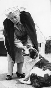 Photograph, Matron Hamilton from the Stawell Special School with Rex the dog 1967