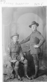 Photograph - A.I.F, Soldiers Reg and Harry Chapman in Uniform -- Studio Portrait