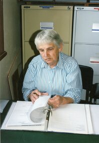 Photograph, Joy Attrill -- Cataloguer at the Stawell Historical Society 1982-2002