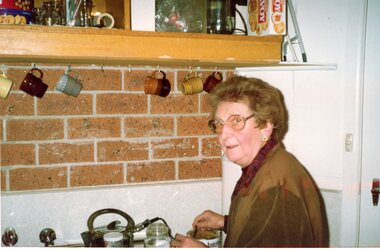 Photograph, Mrs Jean Earle nee Unknown at the Stawell Athletic club -- Coloured
