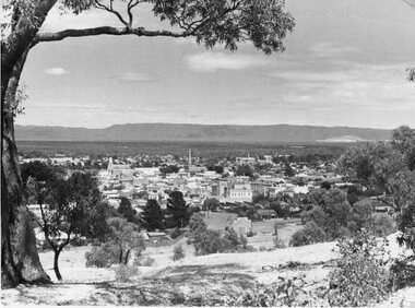 Photograph, Big Hill Area overlooking Stawell with Main Street and Grampians in the background