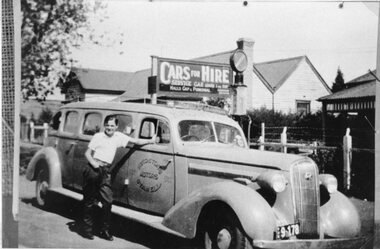 Photograph, Kingston Motors in Stawell with Mr Bill Kingston