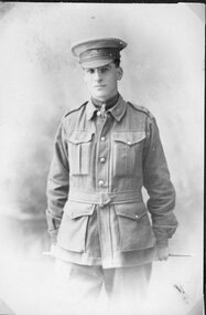 Photograph, Mr Ross Davidson as a Soldier WW1 in Uniform, living in Deep Lead & working on the Railways 1914-1918 -- Studio Portrait