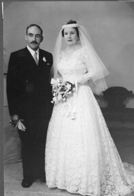 Photograph, Miss Myrtle Davidson from Deep Lead's wedding to Jim Farrer 1959 -- Studio Portrait