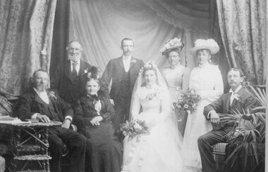 Photograph, Mr Samuel Popp & Mrs Emma Popp nee Unknown's wedding -- Studio Portrait