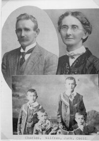 Photograph, Mrs Francis Cooper nee Sweetman and Mr William Cooper with their family Charles, Wilfred, Jack & Cecil -- Studio Portrait