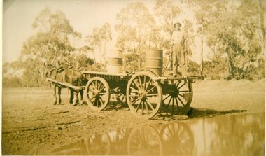 Photograph, Carting water on the Mitchell farm at Deep Lead during the 1942 drought