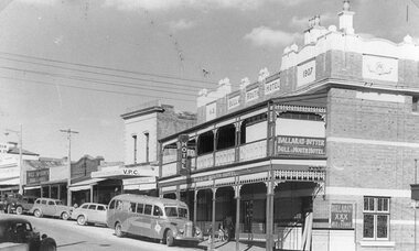 Postcard, Bull & Mouth Hotel in Main Street Stawell looking East with a Pioneer Coach in foreground c1950 --- Postcard