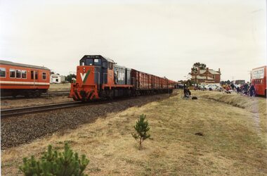 Photograph, Stawell Railway Yards with the Goods Shed & Passenger Train at the Station 2 Photos -- Coloured