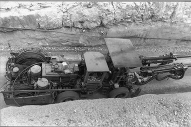 Photograph, Stawell Joint Venture, Magdala Gold Mining's Jumbo Drilling Machine in the decline entrance