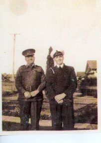 Photograph, Alfred Laxton Army & Stuart Laxton Navy c1940 -- Stuart Thomas Laxton was a member of the crew of HMAS Sydney lost 1941