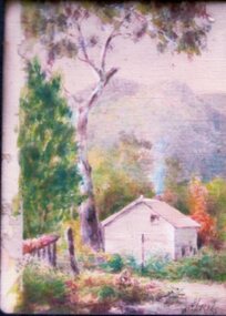 Photograph, Mr Will Rees' Painting "Cottage in bush scene"