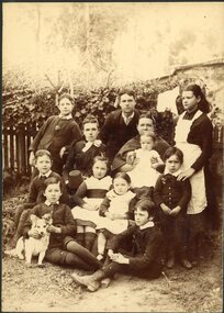 Photograph, Mrs Sarah Eliza Goldsworthy nee Lemon with eleven of her children