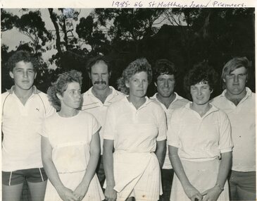 Photograph, St Matthew’s Tennis Club Premiers 1985-1986