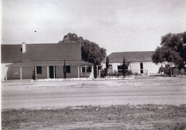 Photograph, Salinger's House in Great Western with front on view from road shows Winery and Shed 1959