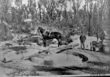 Photograph, Mafeking Goldfield at Mt William with Horse powered mining machinery c1900
