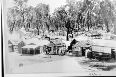 Photograph, Mafeking Goldfield at Mt William with Photographer, Hairdresser and other buildings c1900