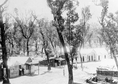 Photograph, Mafeking Goldfield at Mt William with Businesses in the township c1900