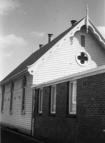 Photograph, Stawell Methodist Church in Main Street Stawell showing the Wesley Centre from Joyce Lane