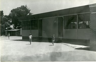 Photograph, Stawell Primary School Number 502 showing Portable Classrooms & Interior of the Library