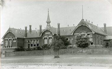 Photograph, Stawell Primary School Number 502 showing the Front of Building & the Timber Paling Fence