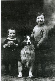 Photograph, Delahoy Family -- two boys & a dog