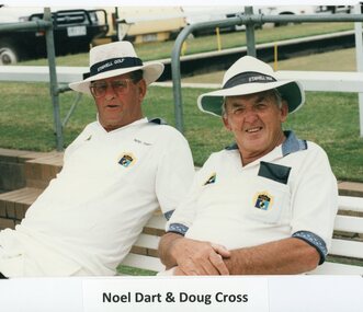 Photograph, Stawell Golf/Bowls Bowling Club members Mr Noel Dart & Mr Doug Cross -- Coloured