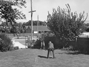 Photograph, Bennet family home 51 Smith Street Stawell with Father playing Croquet on front lawn